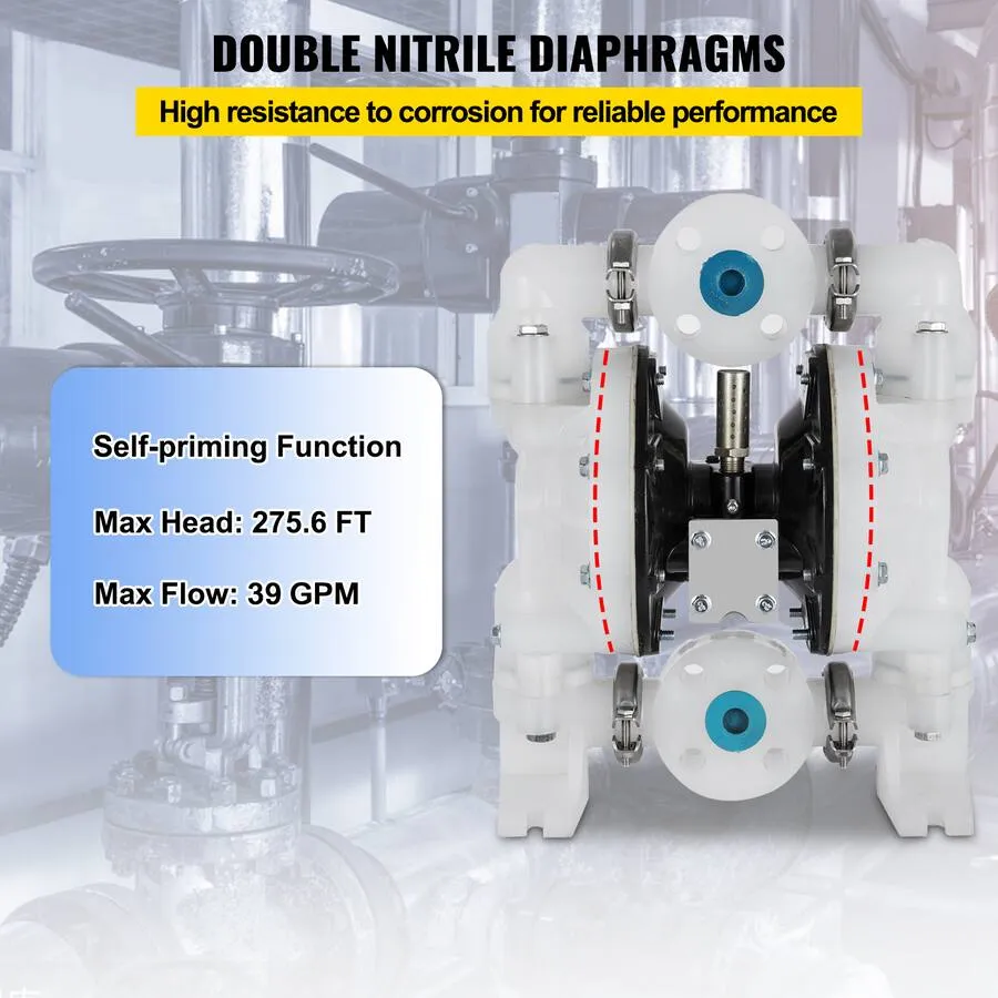 Double diaphragm pump membranes ready for replacement